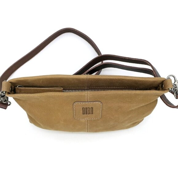 Biba Carolina Out Cross Bag Crossbody Purse Taupe Full-Grain Leather - Picture 3 of 5